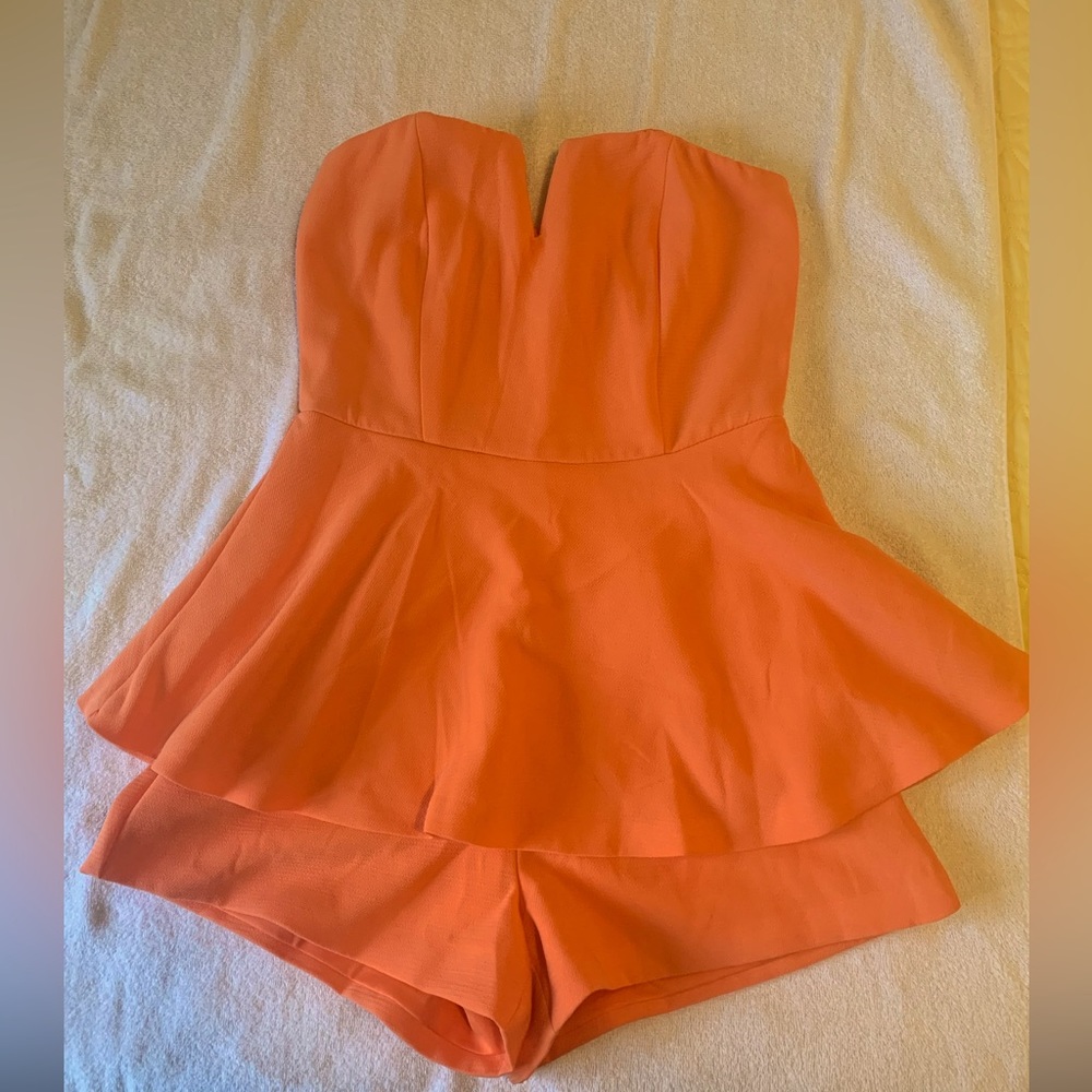 Pink Lily Peplum Strapless Romper